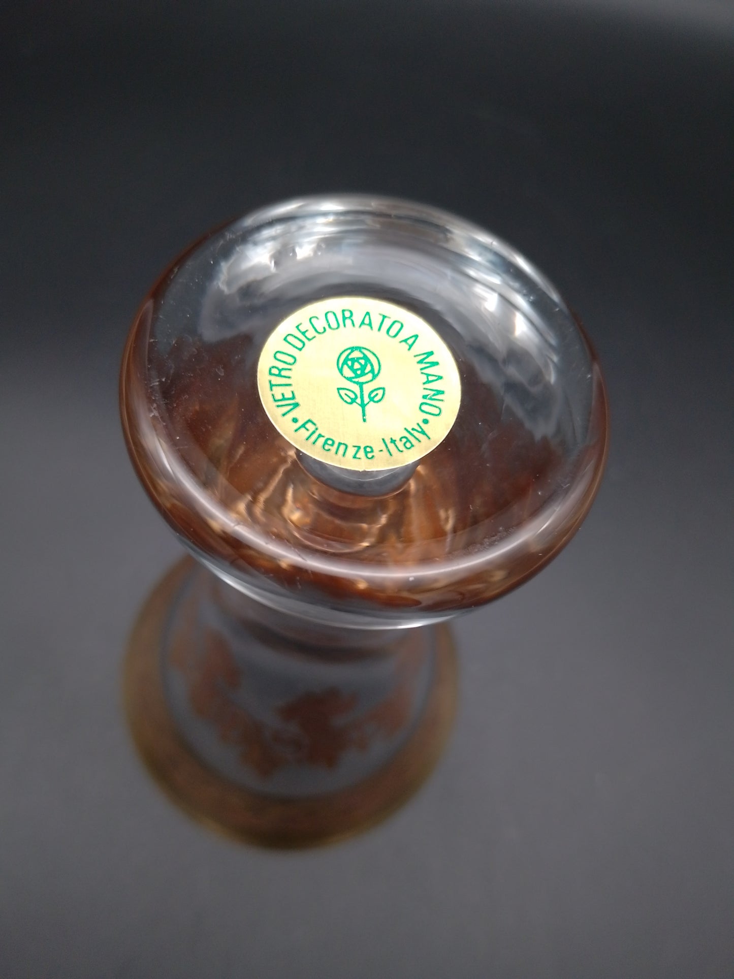 Bleikristal Vase Kelchform Ätzdekor Goldrand und Verzierung