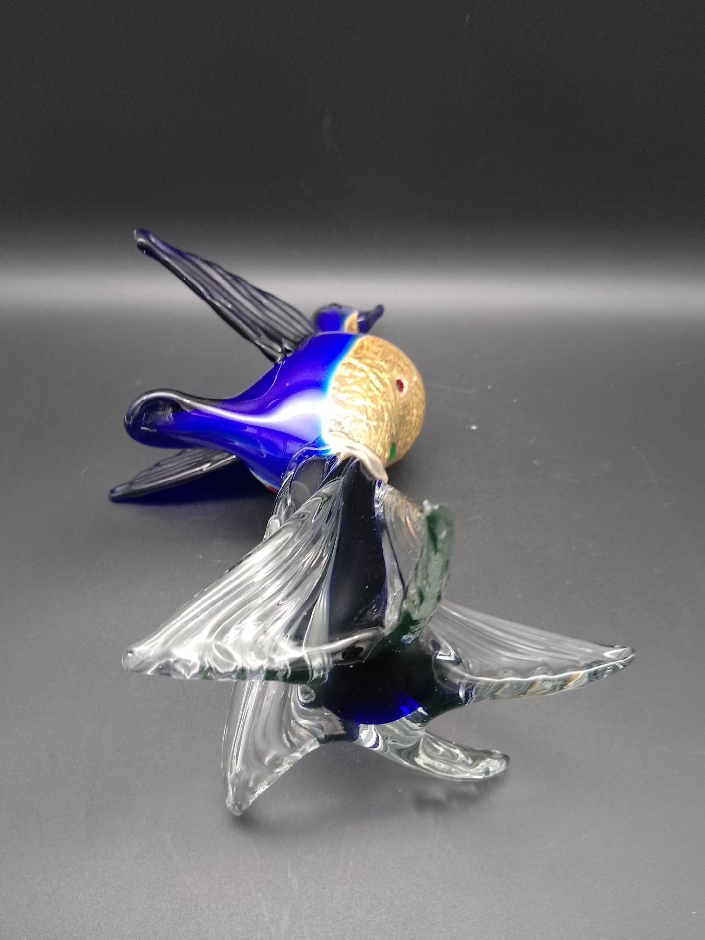 Murano blauer Vogel mit goldenen Bauch
