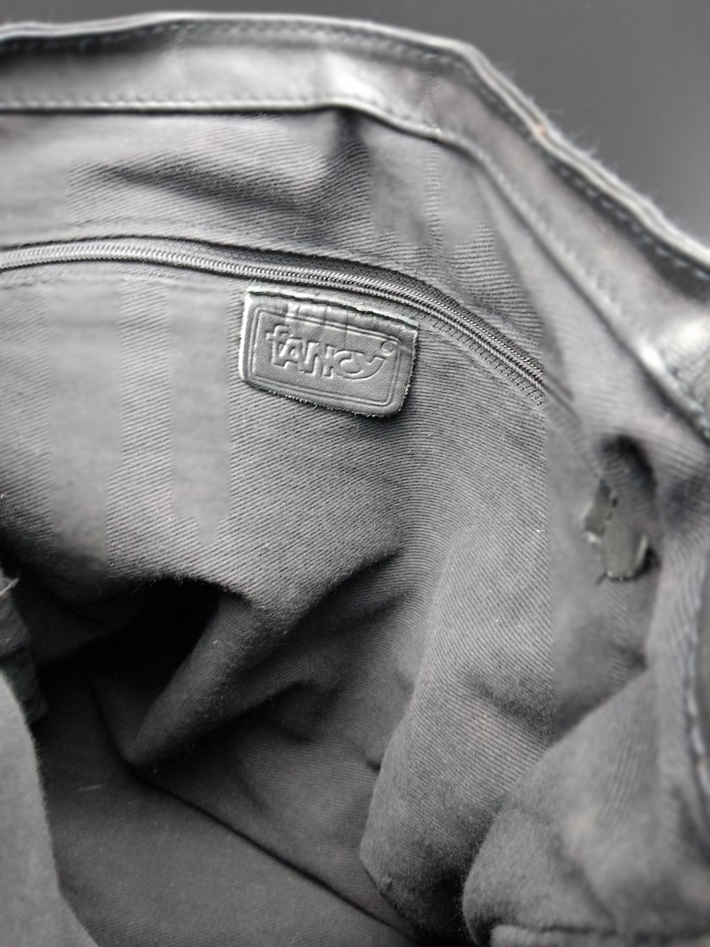 Lederhandtasche von Fancy schwarz mit hellbraun Aplikationen