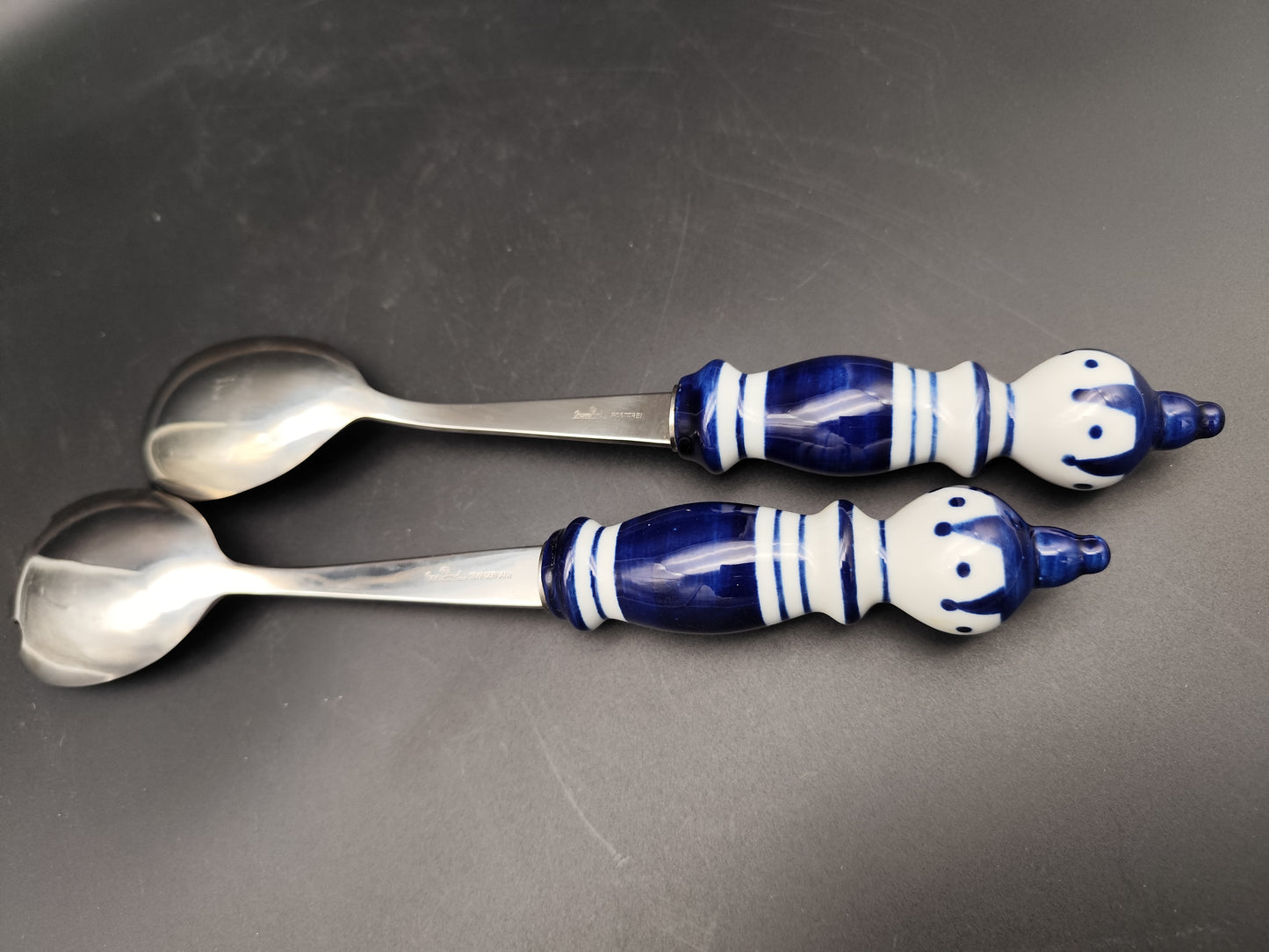 Rosenthal Siena Salatbesteck mit blauweißen Keramikgriffen von Bjorn Winblad