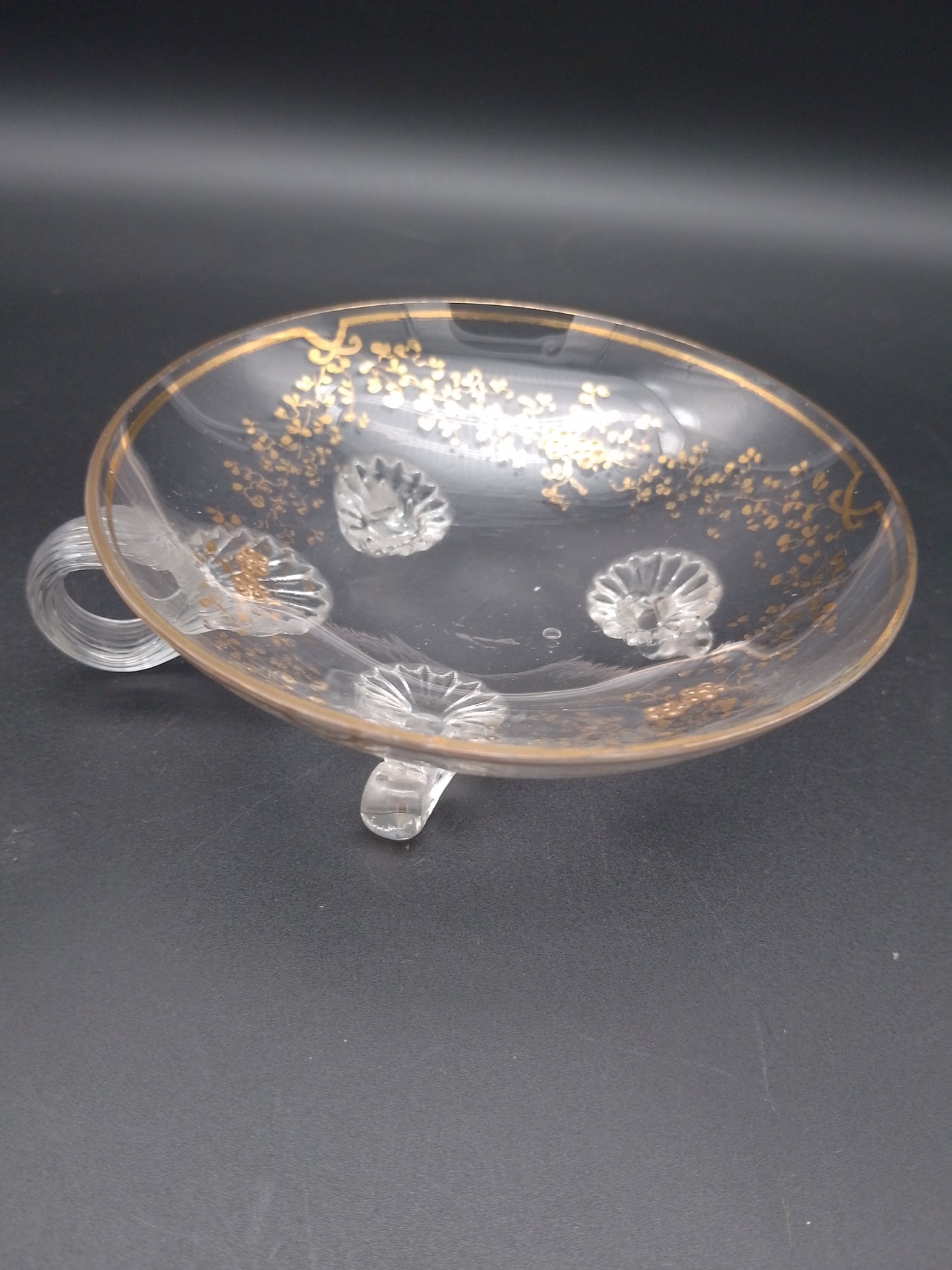 Dessert Schalen Set Tazza aus Glas mit Goldrand und floralem DeKor