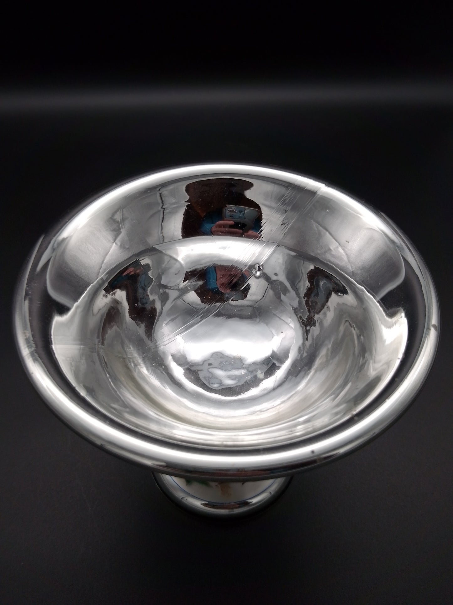 Bauernsilber Fußschale floral bemahlt ca. 1880-1900